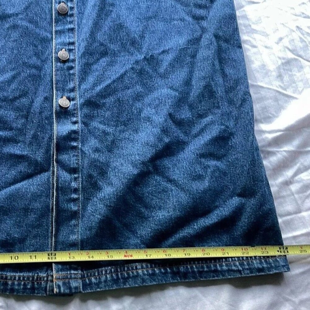 Vintage Bill Blass Women’s Below The Knee Denim Blue Button Jean Skirt Sz 16 - Picture 7 of 15